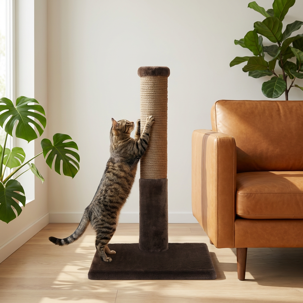 Noba Classic 28 in Scratching Post, Brown Faux Fur