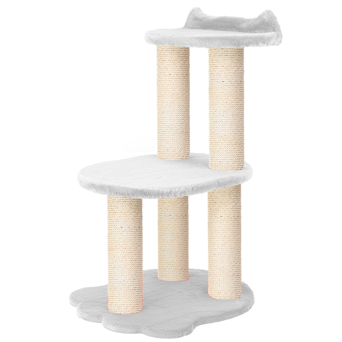 Noba Relaxation 2-Level Cat Tree, White Faux Fur