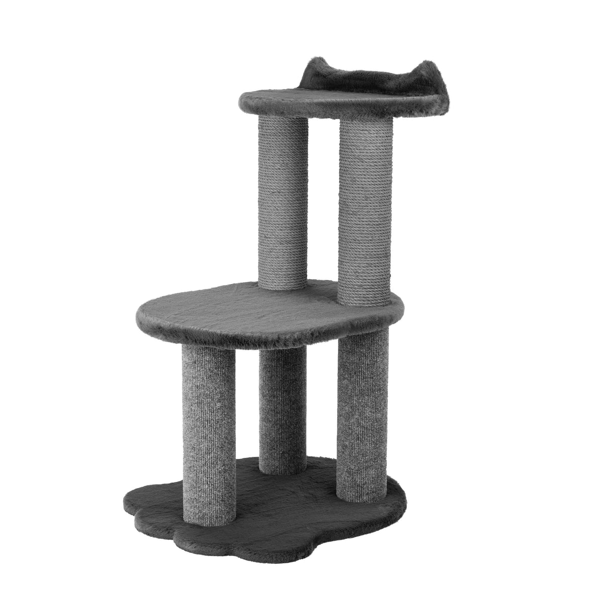 Noba Relaxation 2-Level Cat Tree, Grey Faux Fur