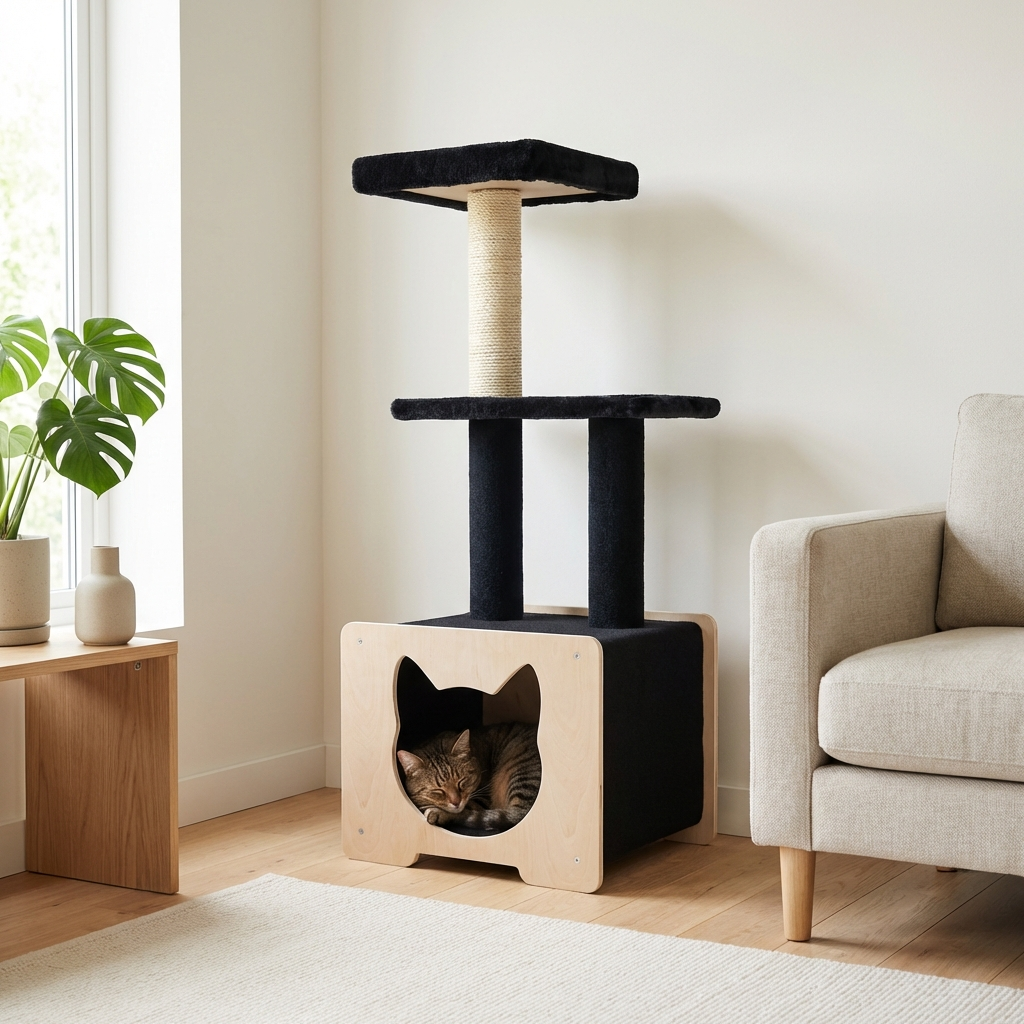 Noba Hut Hideout Deluxe 3-Level Cat Tree