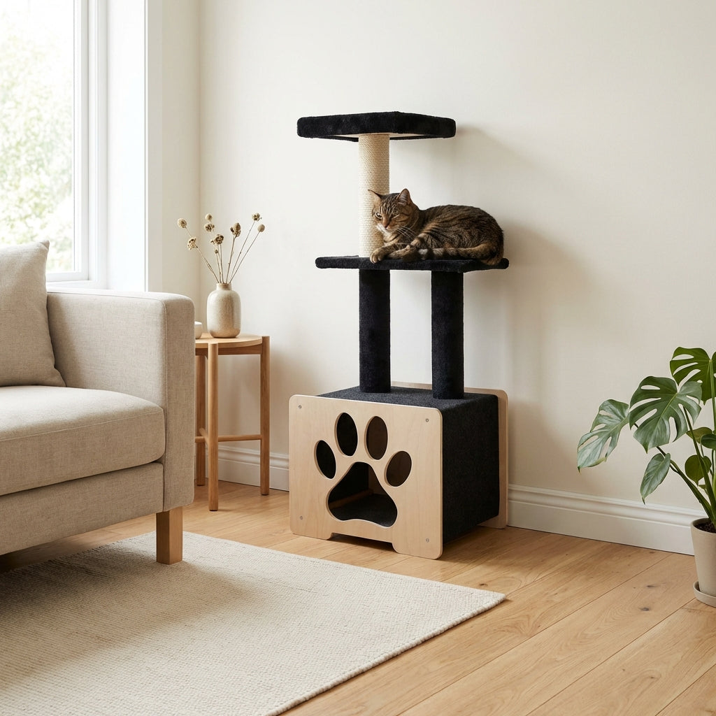 Noba Hut Hideout Deluxe 3-Level Cat Tree