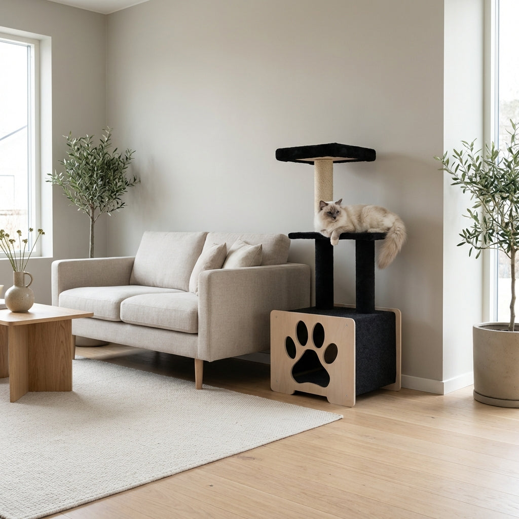 Noba Hut Hideout Deluxe 3-Level Cat Tree
