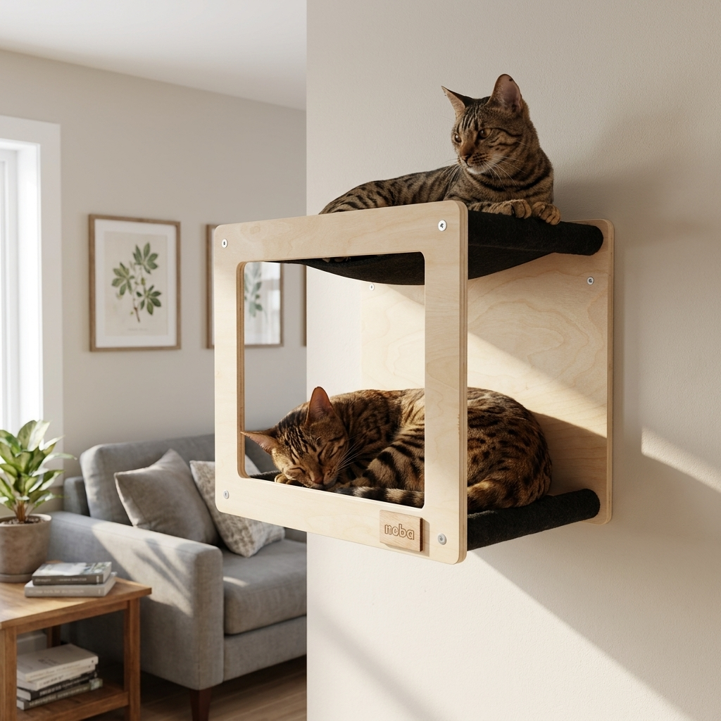 Noba Mural Wall Mounted Double Hammock Cat Hideout