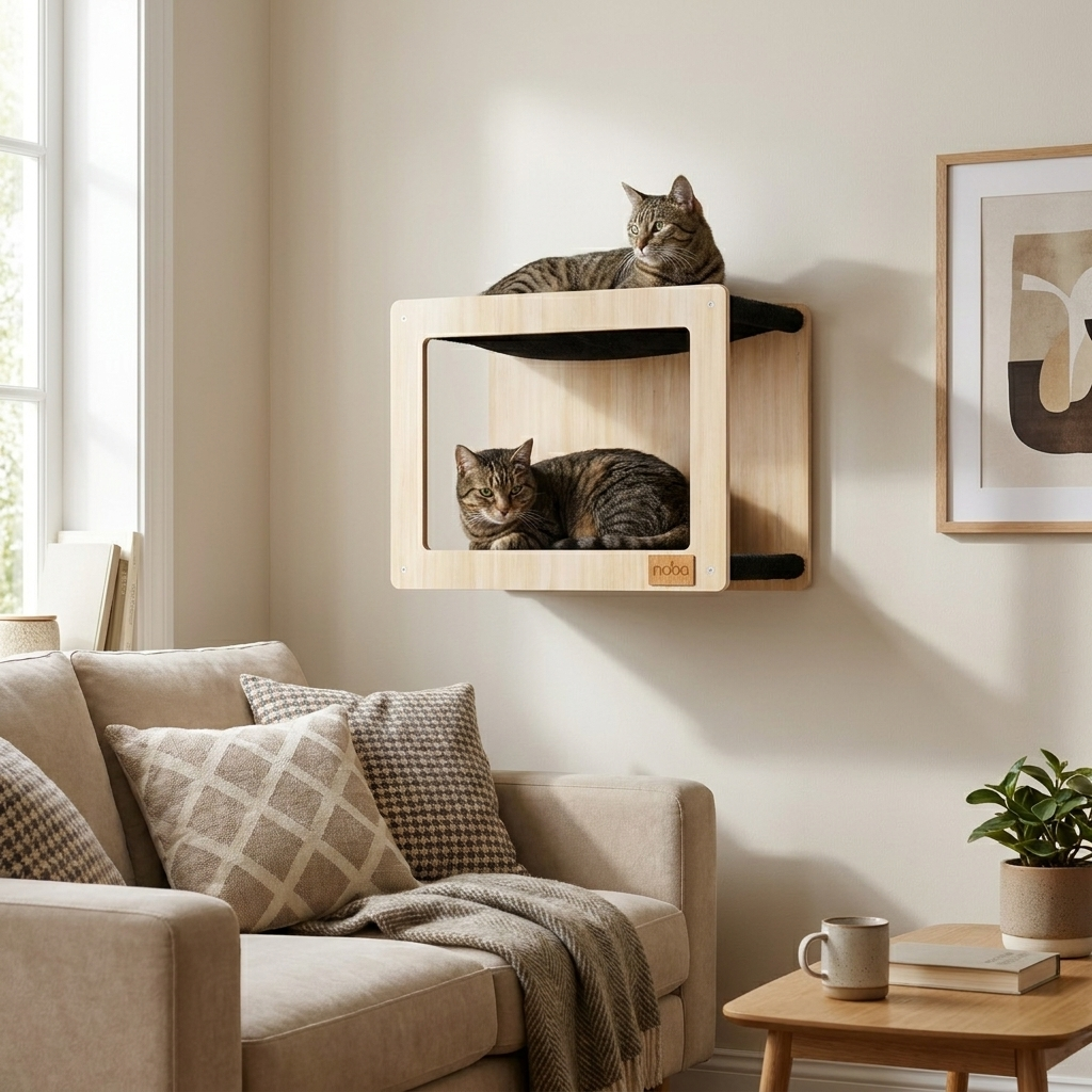 Noba Mural Wall Mounted Double Hammock Cat Hideout