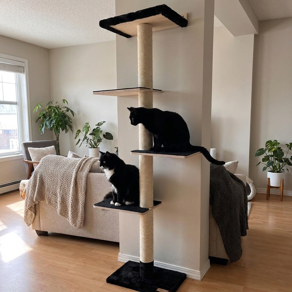 Noba Mural 70 in Wall Mounted Cat Tower