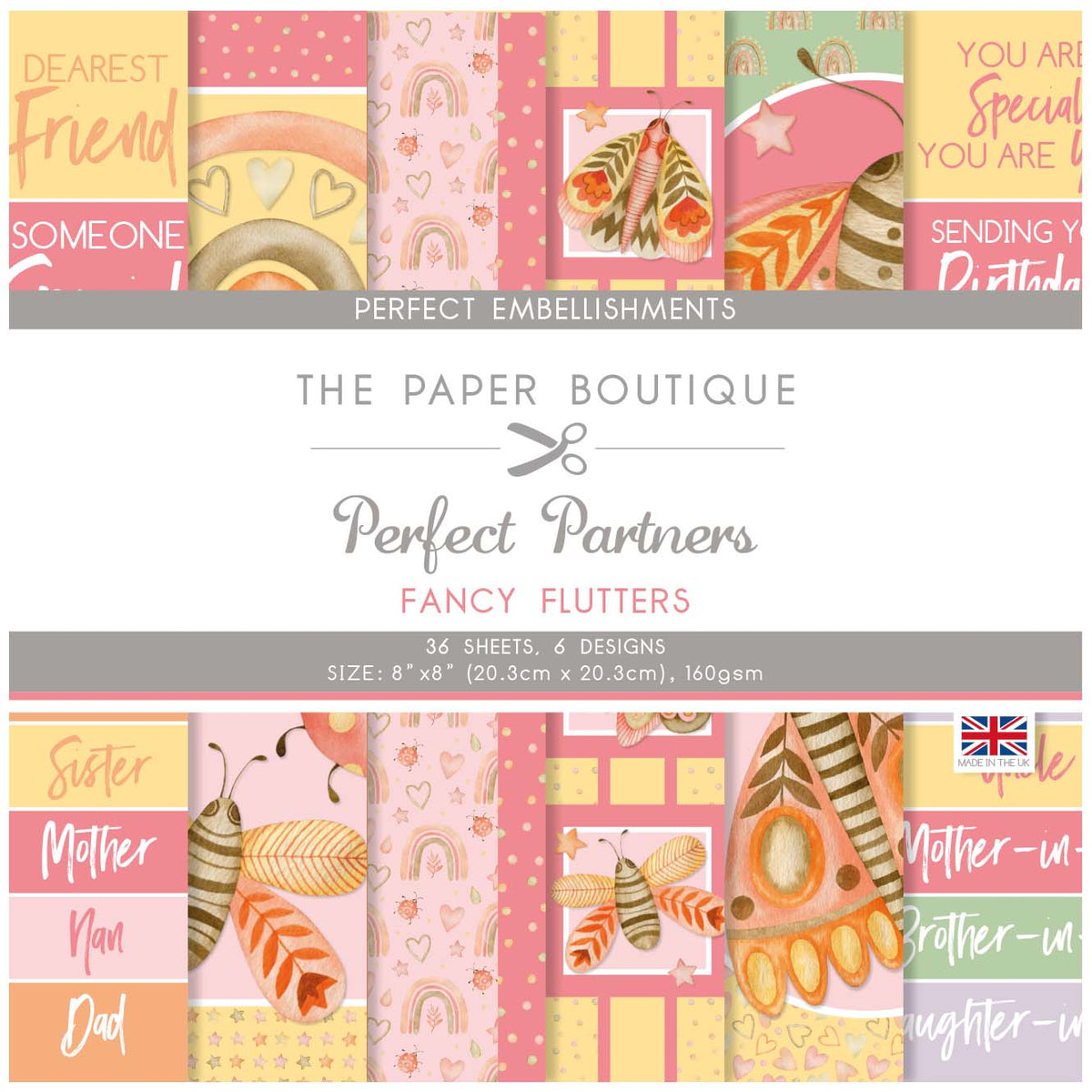The Paper Boutique Perfect Partners - Fancy Flutters 8 in x 8 in Embellishments