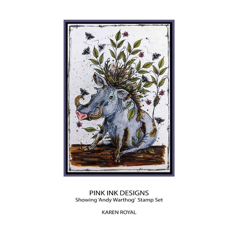 Pink Ink Designs Andy Warthog Clear Stamp Set, 6 x 8 in