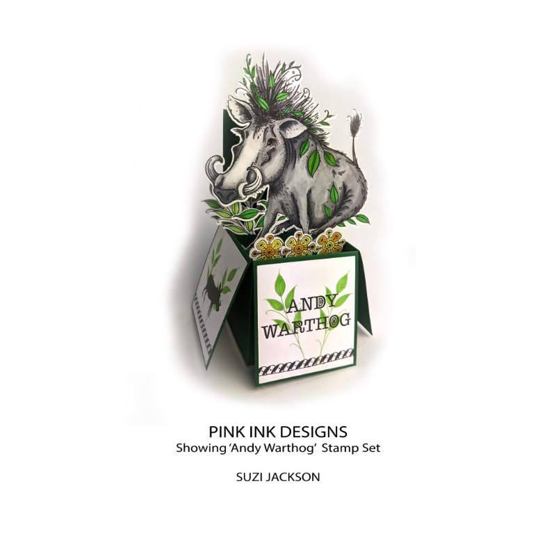 Pink Ink Designs Andy Warthog Clear Stamp Set, 6 x 8 in