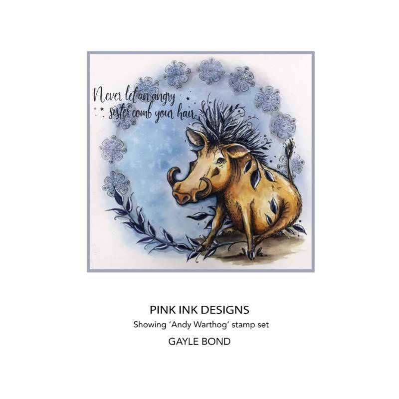 Pink Ink Designs Andy Warthog Clear Stamp Set, 6 x 8 in