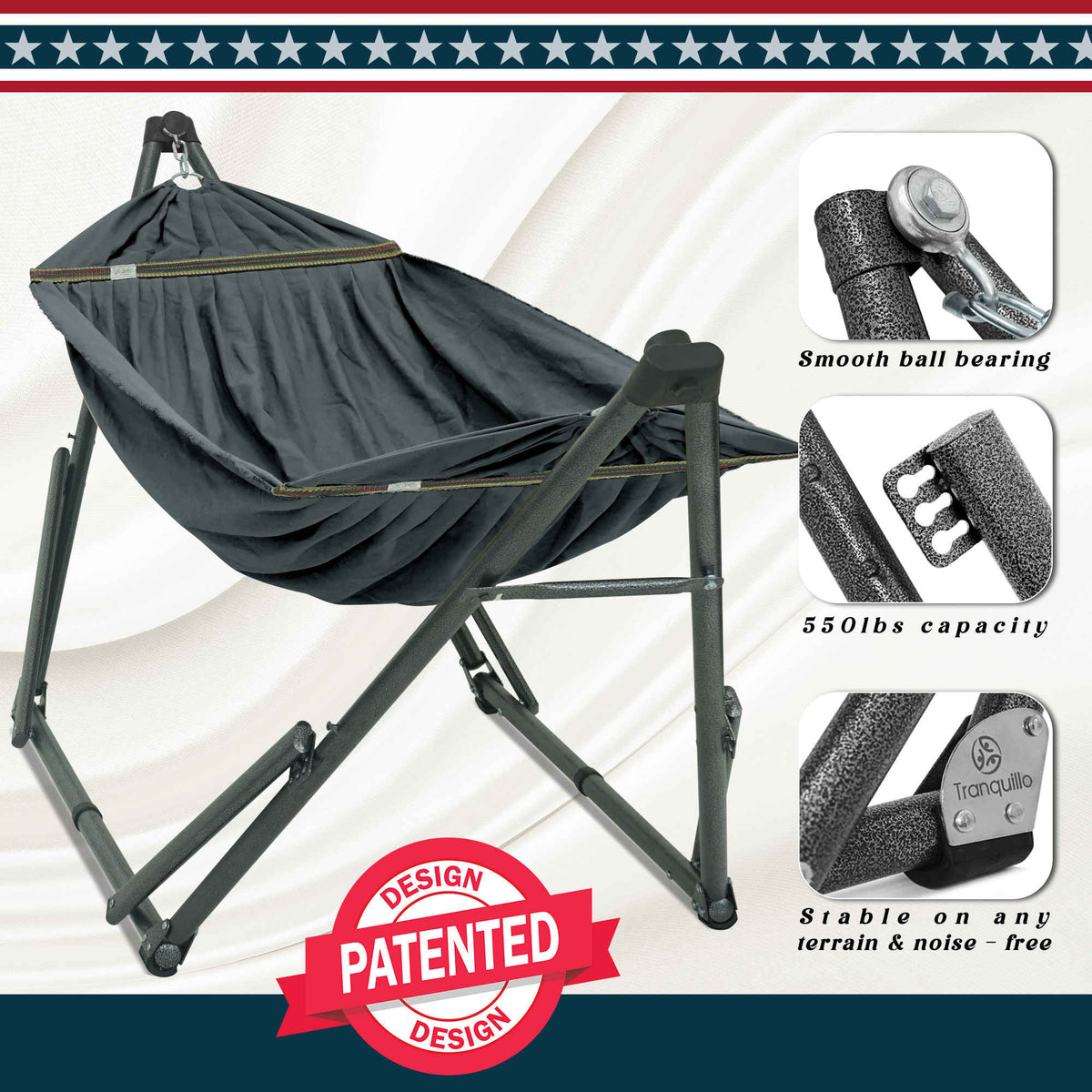Tranquillo Uniki Canvas Hammock with Stand
