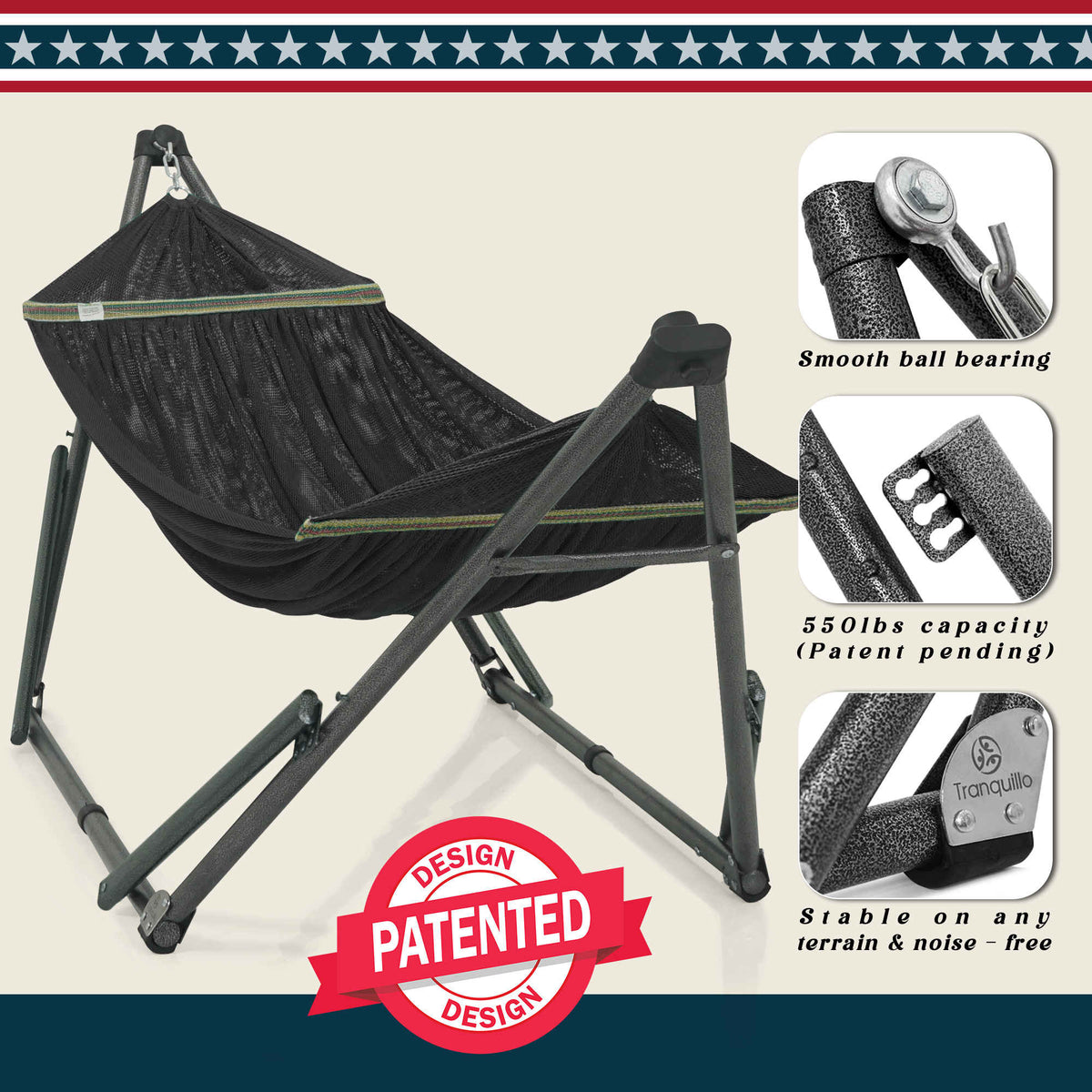 Tranquillo Uniki Collapsible Hammock with Stand