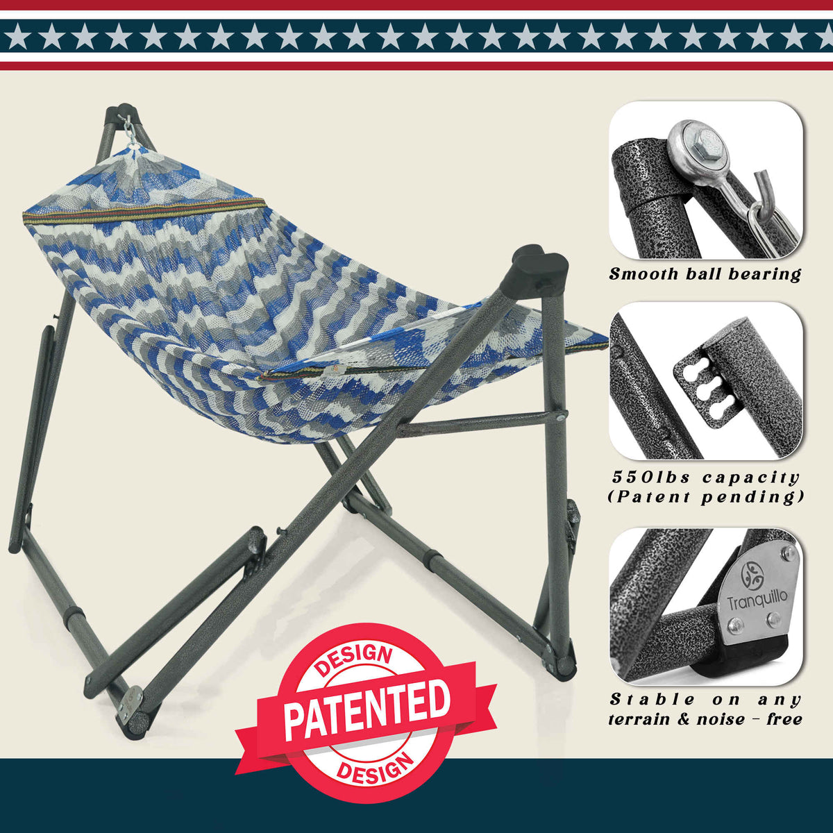 Tranquillo Uniki Collapsible Hammock with Stand