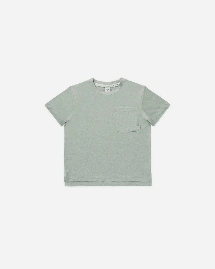 Rylee + Cru Cove Essential Pocket Tee, Heathered Sea Green