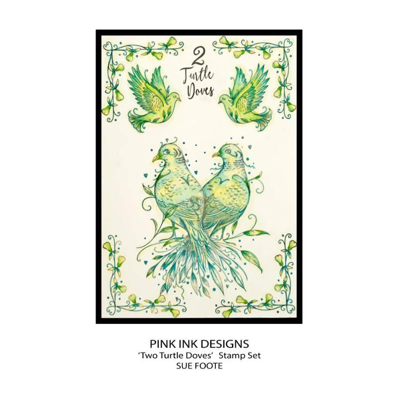 Pink Ink Designs Two Turtle Doves 6 in x 8 in Clear Stamp Set