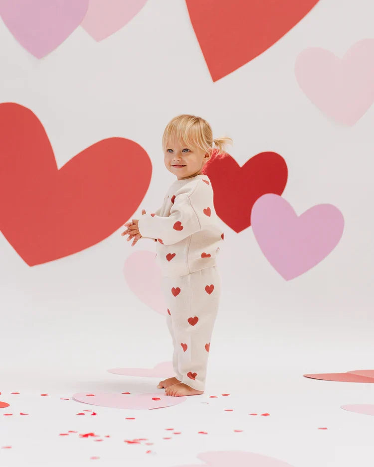 Quincy Mae Heart Knit Pants, Natural