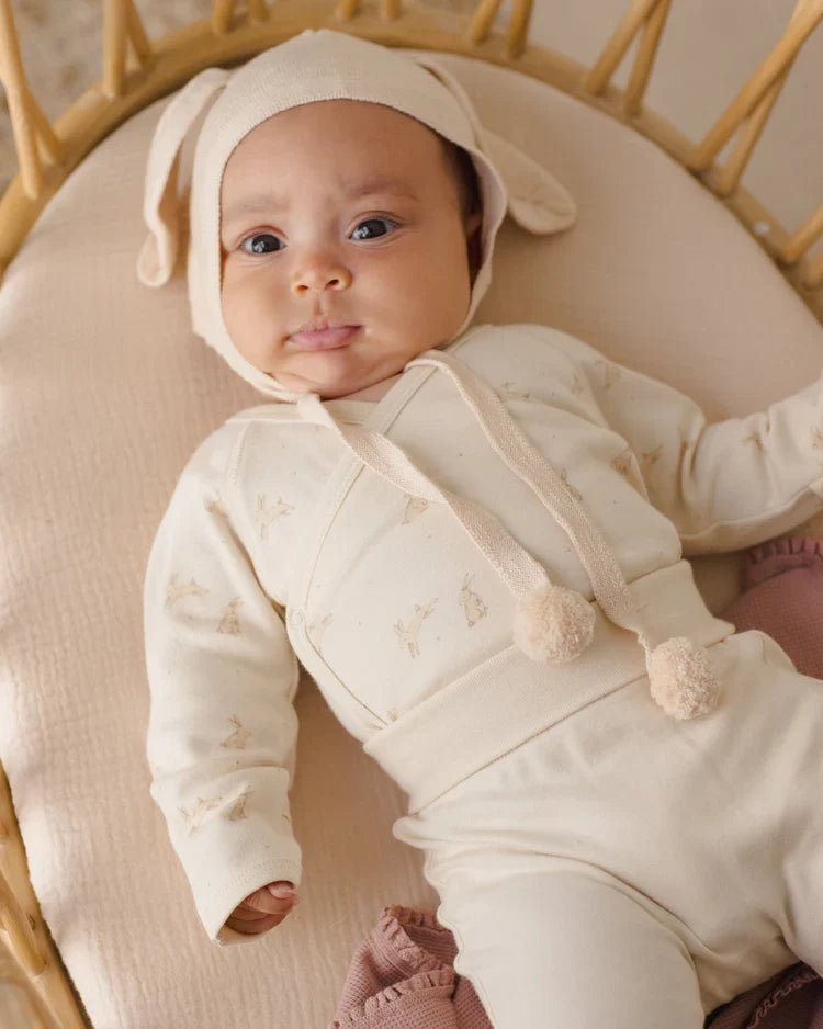 Quincy Mae Bunny Knit Bonnet, Ecru