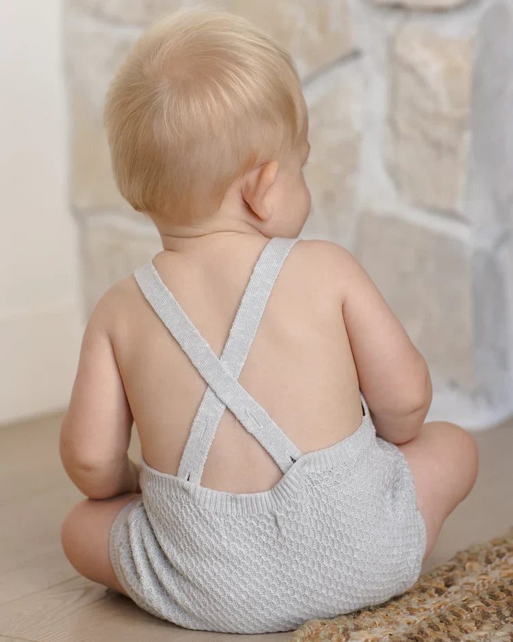 Quincy Mae Caleb Knit Shortall, Heathered Sky