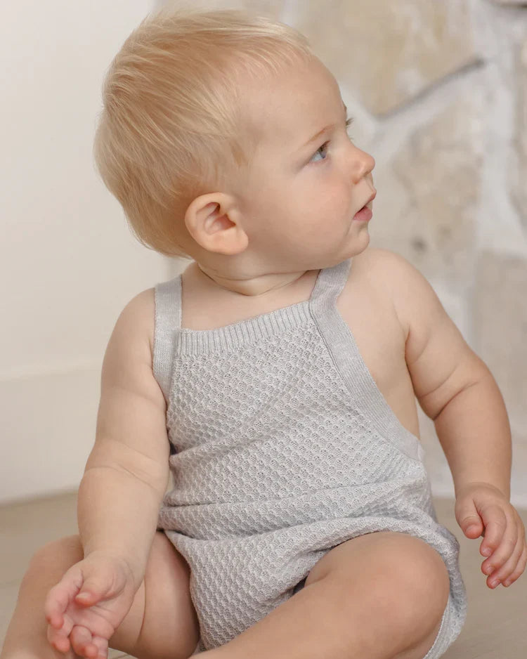 Quincy Mae Caleb Knit Shortall, Heathered Sky