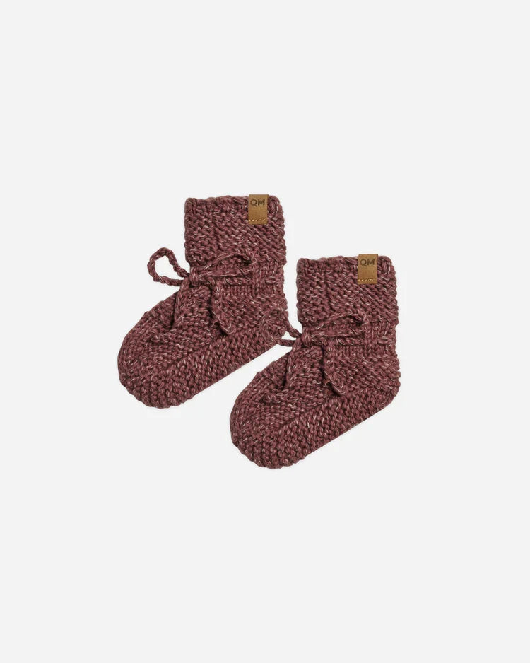 Quincy Mae Knit Booties, Plum Heathered
