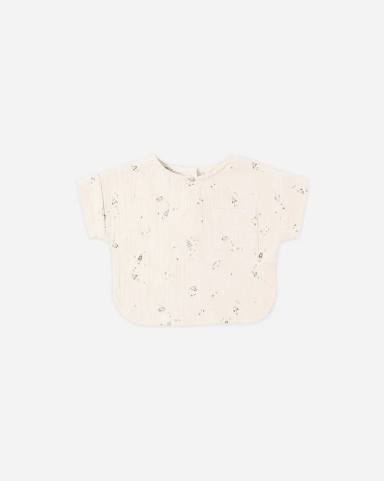 Quincy Mae Woven Boxy Top, Space