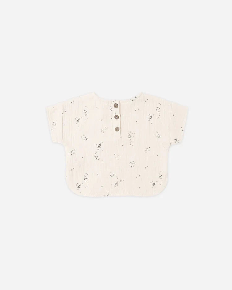 Quincy Mae Woven Boxy Top, Space