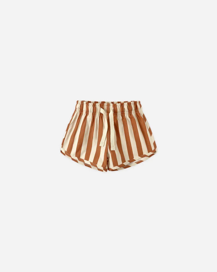 Quincy Mae Kids' Swim Short, Retro Poppy Stripe