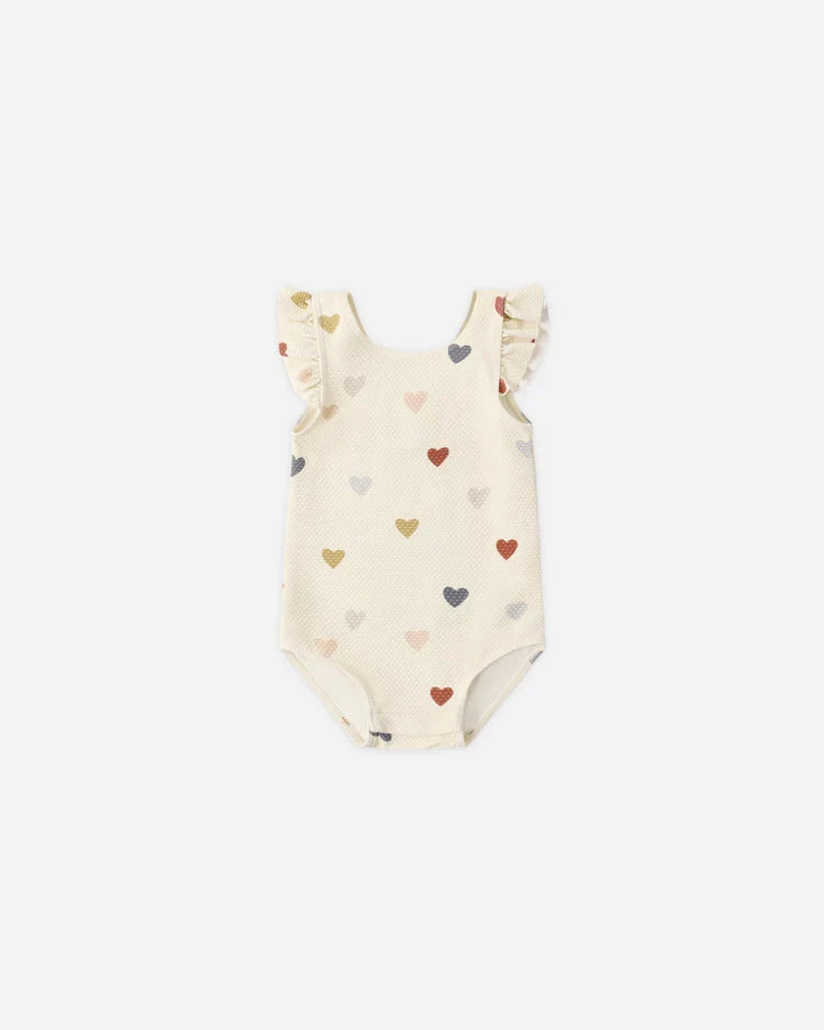 Quincy Mae Scoop Back One-Piece Swimsuit, Confetti Hearts