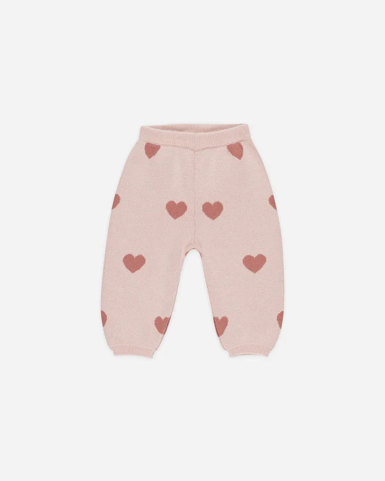 Quincy Mae Heart Knit Pants, Bubblegum