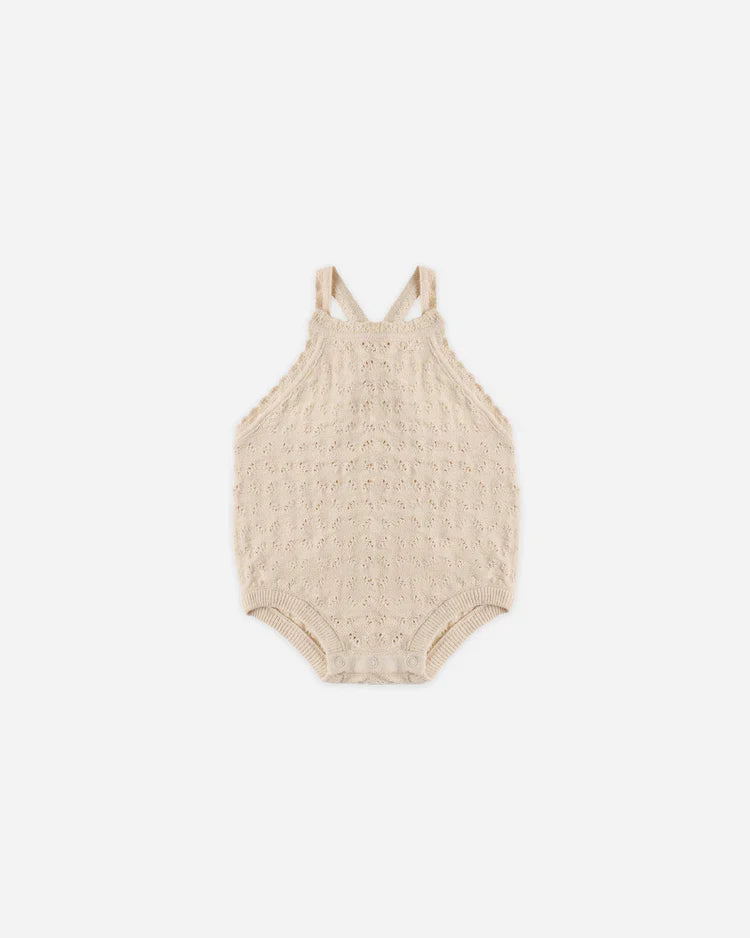 Quincy Mae Annie Knit Romper, Ecru