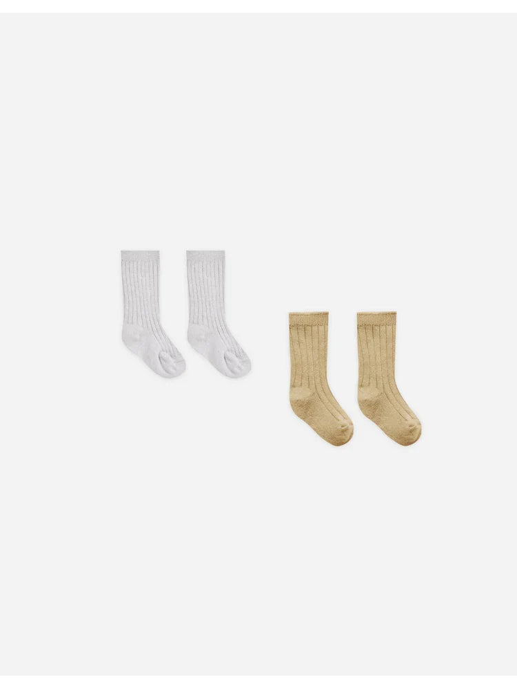 Quincy Mae Baby Socks Set, Sky and Honey