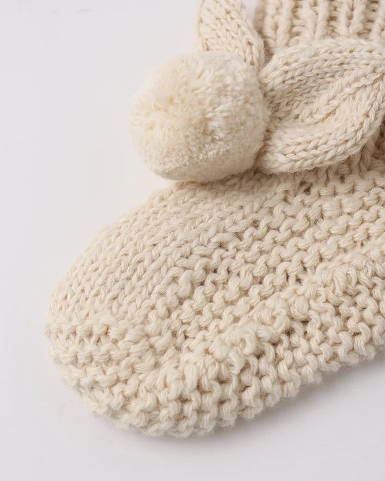 Quincy Mae Bunny Knit Booties, Ecru