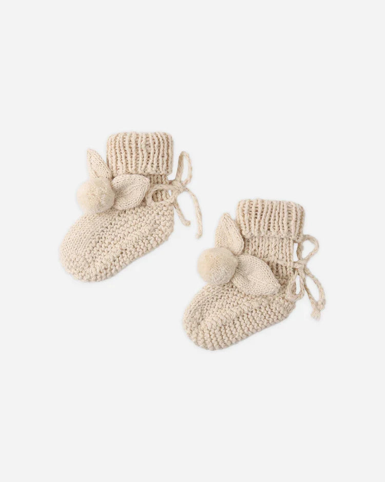 Quincy Mae Bunny Knit Booties, Ecru