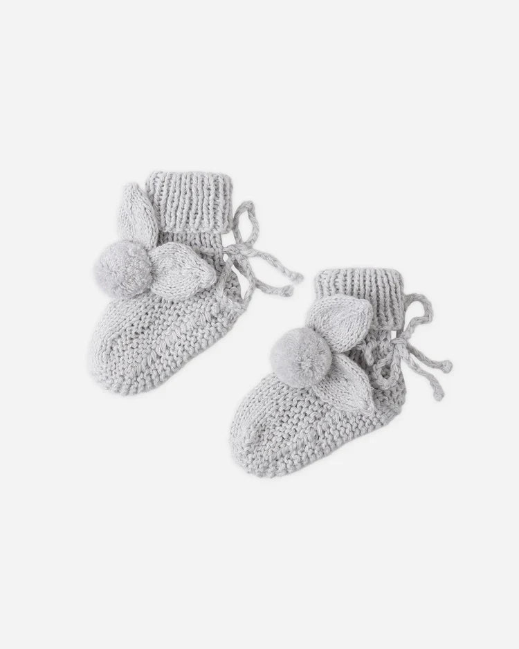 Quincy Mae Bunny Knit Booties, Heathered Sky