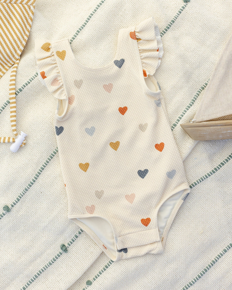 Quincy Mae Scoop Back One-Piece Swimsuit, Confetti Hearts