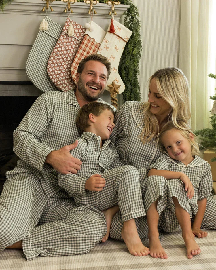 Rylee + Cru Adult Pajama Set, Evergreen Gingham