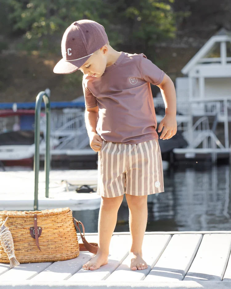Rylee + Cru Boardshort, Brown Butterscotch Stripe