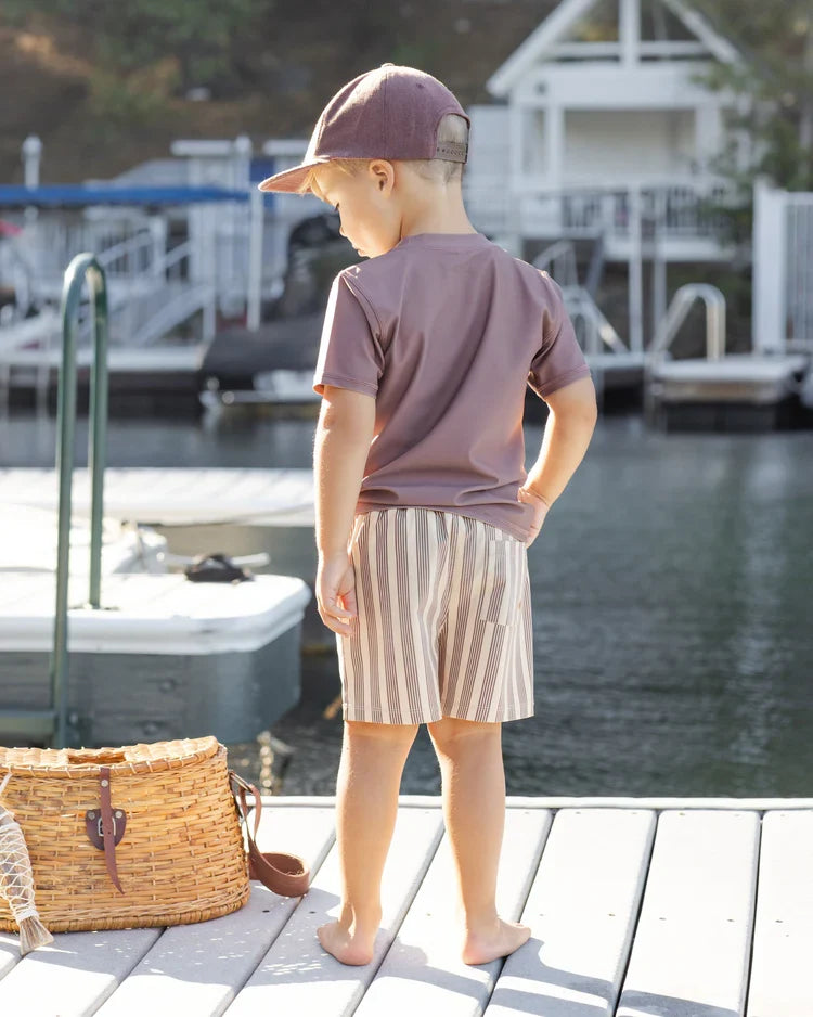 Rylee + Cru Boardshort, Brown Butterscotch Stripe