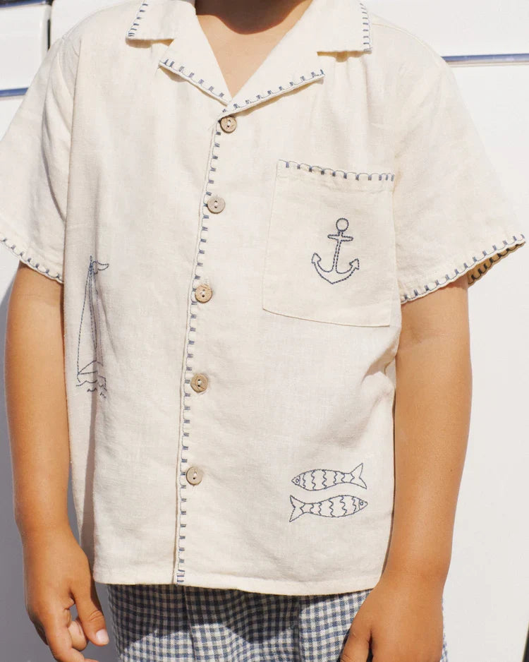 Rylee + Cru Lapel Collar Shirt, Sailor
