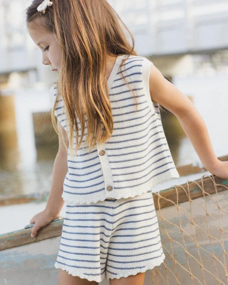Rylee + Cru Knit Vest Set, Marine Stripe