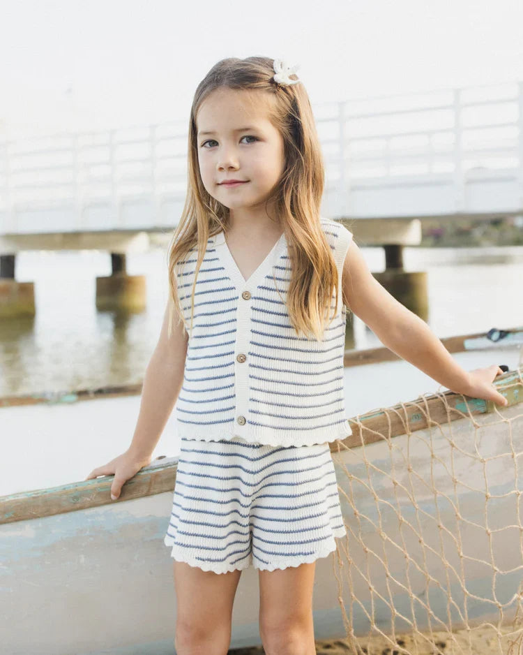 Rylee + Cru Knit Vest Set, Marine Stripe