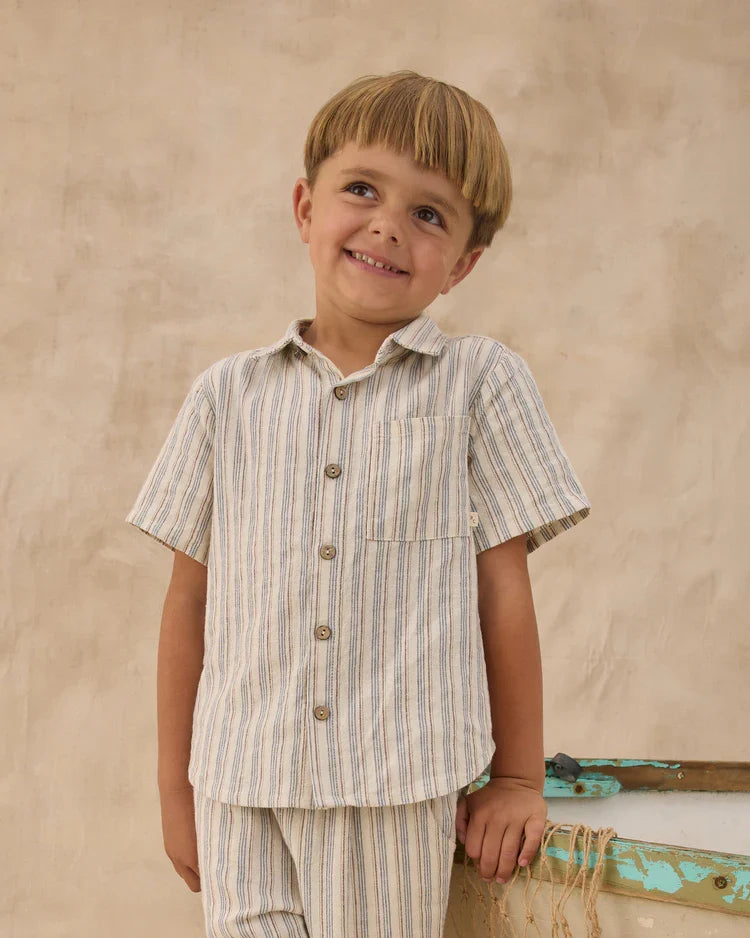 Rylee + Cru Collared Short Sleeve Shirt, Nautical Stripe