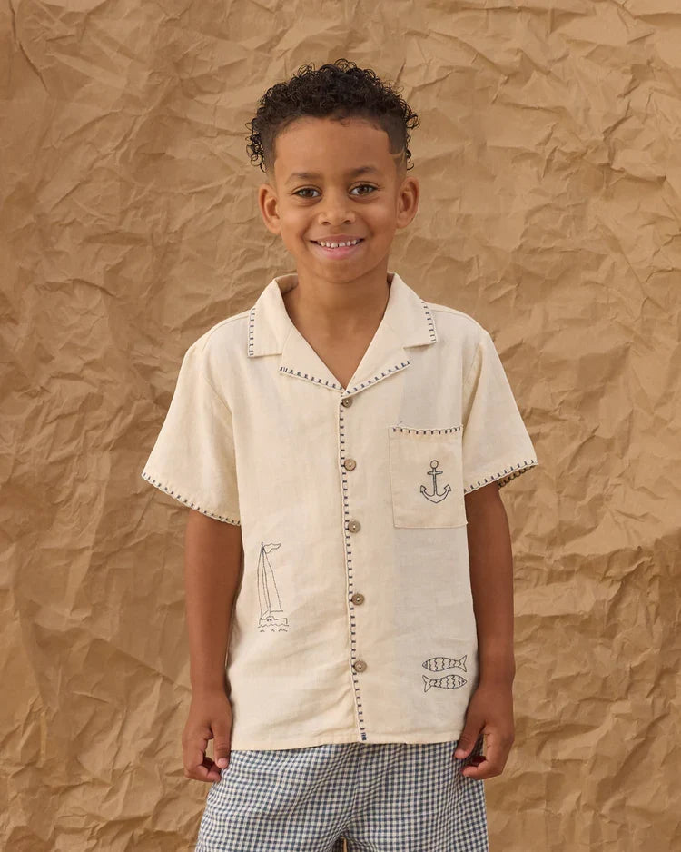 Rylee + Cru Lapel Collar Shirt, Sailor