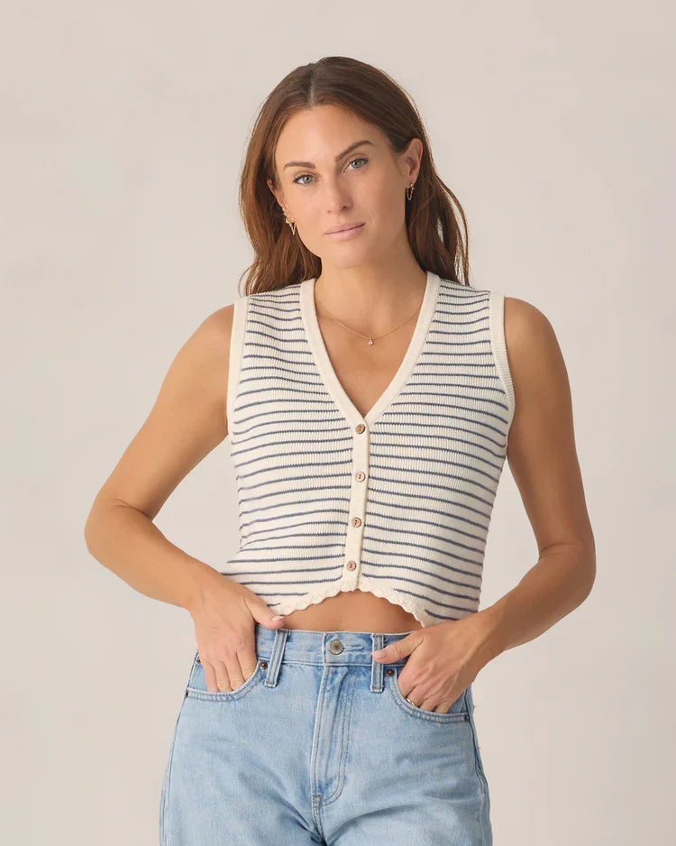 Rylee + Cru Adult Knit Vest, Marine Stripe