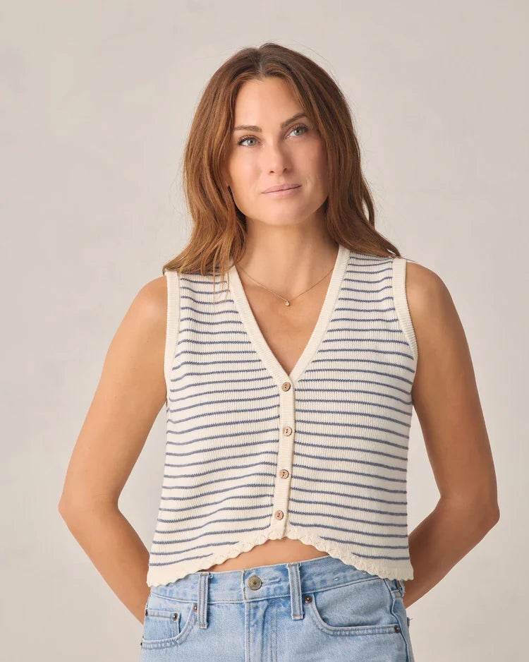 Rylee + Cru Adult Knit Vest, Marine Stripe