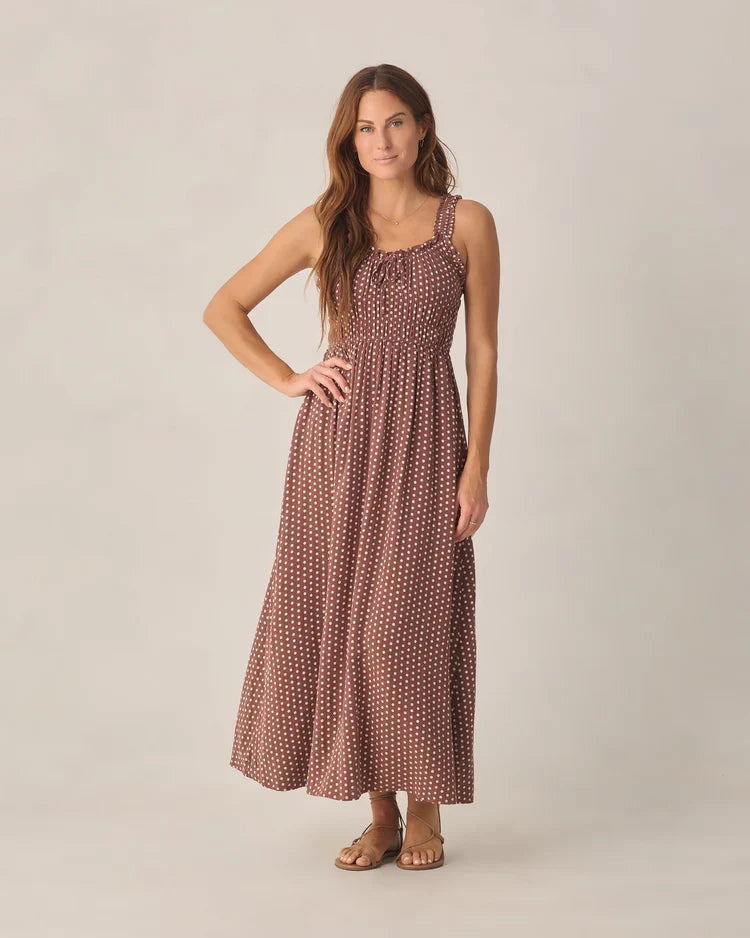 Rylee + Cru Adult Jane Dress, Chocolate Polka Dot