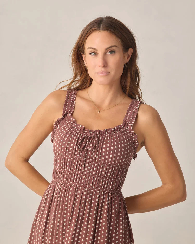 Rylee + Cru Adult Jane Dress, Chocolate Polka Dot