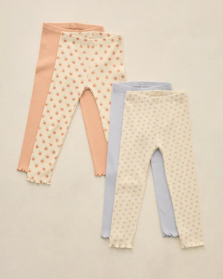 Rylee + Cru Ribbed Legging Set, Natural and Periwinkle