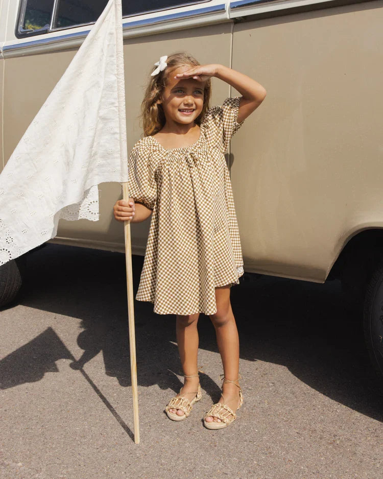Rylee + Cru Sabrina Mini Dress, Ocre Check