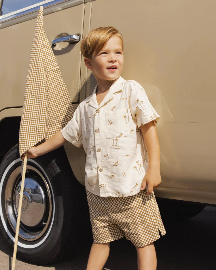 Rylee + Cru Perry Short, Ocre Check
