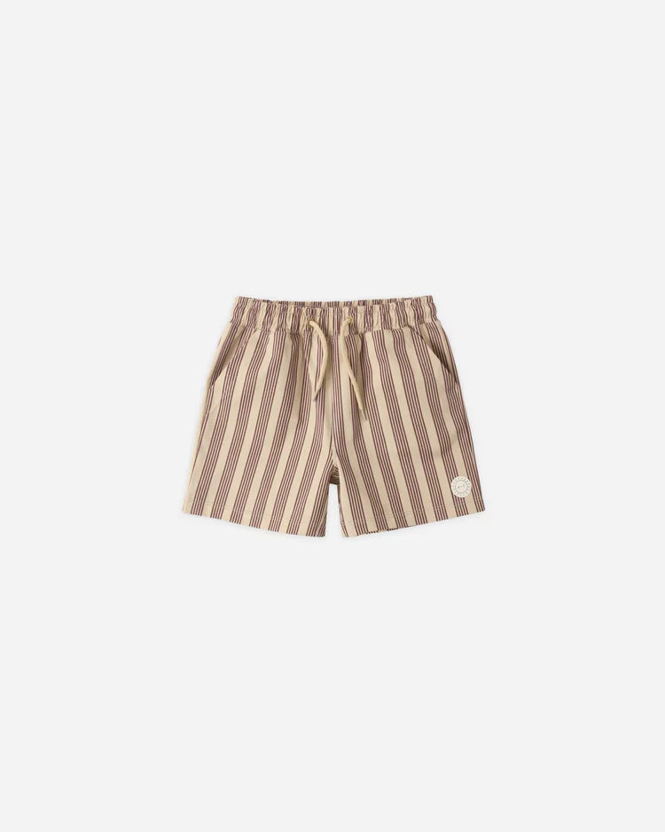 Rylee + Cru Boardshort, Brown Butterscotch Stripe